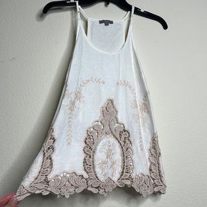 Saint Tropez West White Sleeveless Top Lace crochet detail